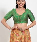 Muhenera Padded Brocade V-Neck Blouse