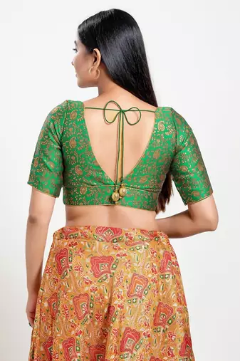 Muhenera Padded Brocade V-Neck Blouse