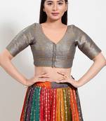 Muhenera Padded Brocade V-Neck Blouse