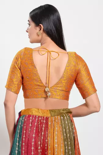 Muhenera Padded Brocade V-Neck Blouse