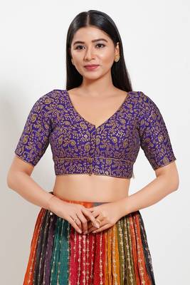 Muhenera Padded Brocade V-Neck Blouse 1