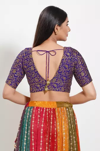 Muhenera Padded Brocade V-Neck Blouse