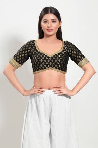 Muhenera Padded Brocade Sweatheart Neck Blouse