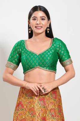 Muhenera Padded Brocade Sweatheart Neck Blouse 1