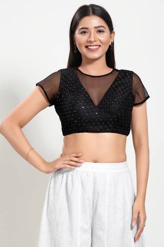 Muhenera Padded Net V-Neck Blouse