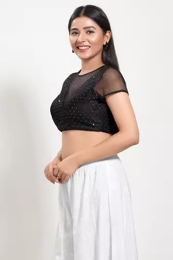 Muhenera Padded Net V-Neck Blouse