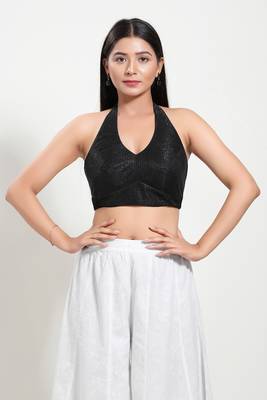 Black Halter Neck Readymade Blouse 1