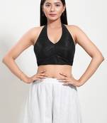 Black Halter Neck Readymade Blouse