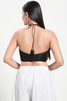 Black Halter Neck Readymade Blouse 2