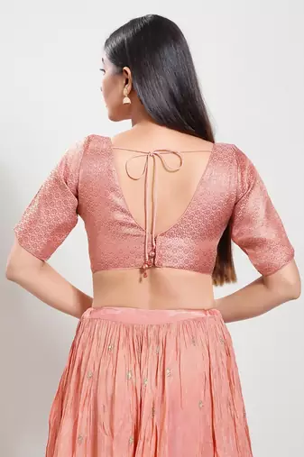 Muhenera Padded Brocade V-Neck Blouse