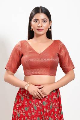 Muhenera Padded Brocade V-Neck Blouse 1