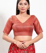 Muhenera Padded Brocade V-Neck Blouse