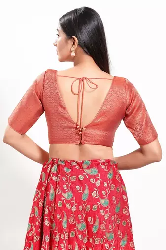 Muhenera Padded Brocade V-Neck Blouse