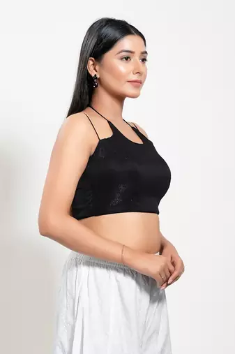 Muhenera Padded Net Halter Neck Blouse