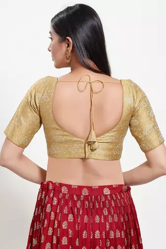 Muhenera Padded Jacquard V-Neck Blouse