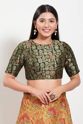 Muhenera Padded Brocade Boat Neck Blouse 1