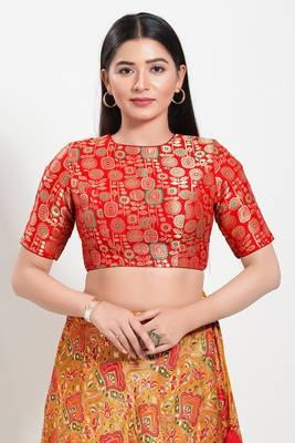 Muhenera Padded Brocade Boat Neck Blouse 1
