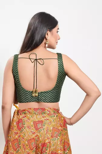 Muhenera Padded Silk Square Neck Blouse