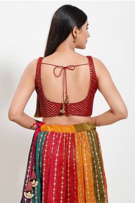Muhenera Padded Silk Square Neck Blouse 2