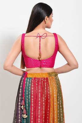 Muhenera Padded Silk Square Neck Blouse 2