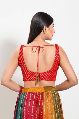 Muhenera Padded Silk Square Neck Blouse 2