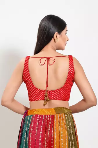Muhenera Padded Silk Square Neck Blouse