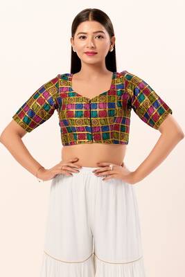 Muhenera Padded Brocade Square Neck Blouse 1