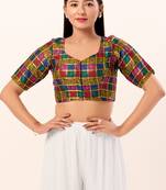 Muhenera Padded Brocade Square Neck Blouse