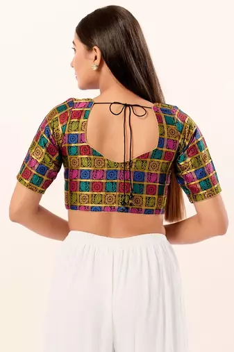 Muhenera Padded Brocade Square Neck Blouse