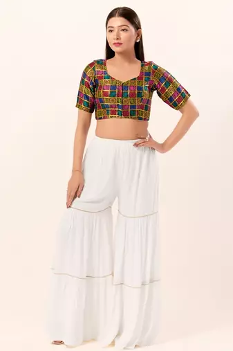 Muhenera Padded Brocade Square Neck Blouse