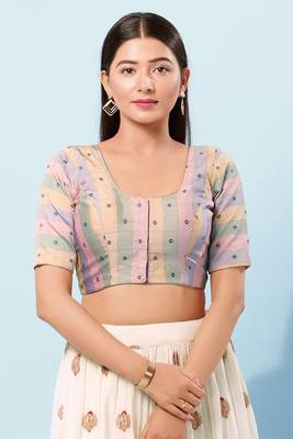 Muhenera Padded Brocade Round Neck Blouse 1