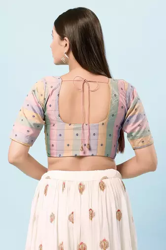 Muhenera Padded Brocade Round Neck Blouse
