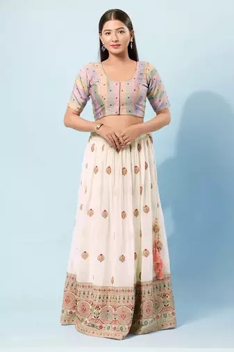 Muhenera Padded Brocade Round Neck Blouse
