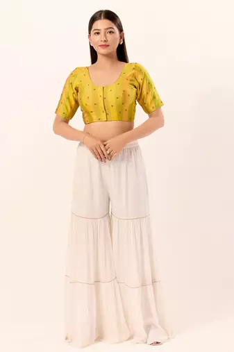 Muhenera Padded Brocade Round Neck Blouse