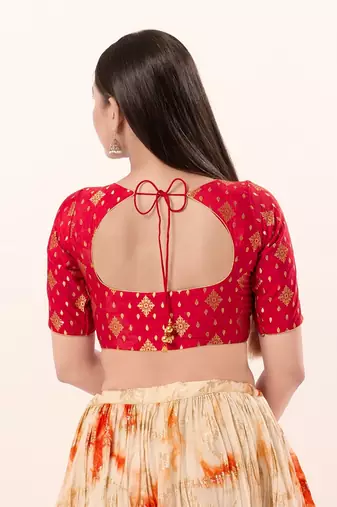 Muhenera Padded Brocade Sweatheart Neck Blouse