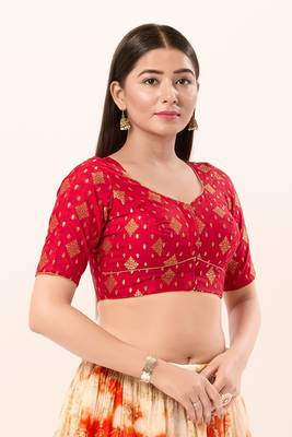 Muhenera Padded Brocade Sweatheart Neck Blouse 3