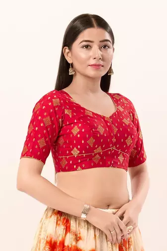 Muhenera Padded Brocade Sweatheart Neck Blouse