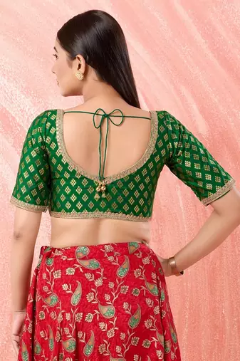 Muhenera Padded Brocade Sweatheart Neck Blouse