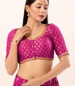 Muhenera Padded Brocade Sweatheart Neck Blouse