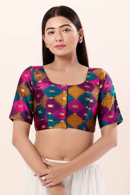 Muhenera Padded Brocade Round Neck Blouse 1