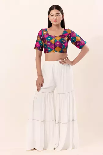 Muhenera Padded Brocade Round Neck Blouse