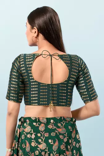 Muhenera Padded Brocade Round Neck Blouse