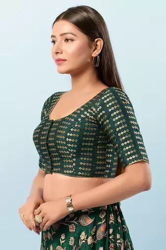 Muhenera Padded Brocade Round Neck Blouse