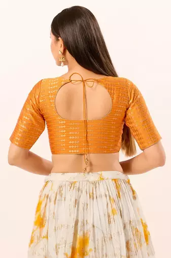Muhenera Padded Brocade Round Neck Blouse