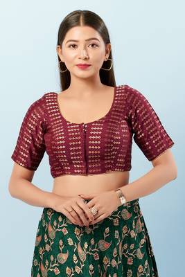 Muhenera Padded Brocade Round Neck Blouse 1