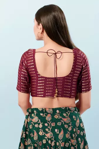 Muhenera Padded Brocade Round Neck Blouse