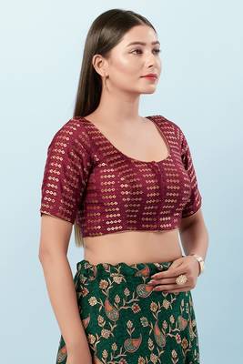 Muhenera Padded Brocade Round Neck Blouse 3
