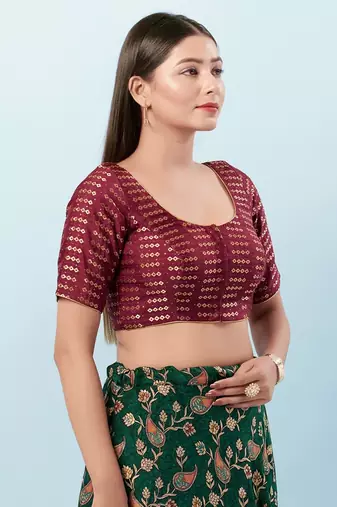 Muhenera Padded Brocade Round Neck Blouse