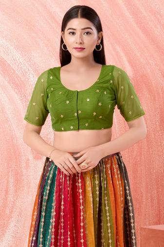 Muhenera Padded Net Round Neck Blouse