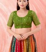 Muhenera Padded Net Round Neck Blouse